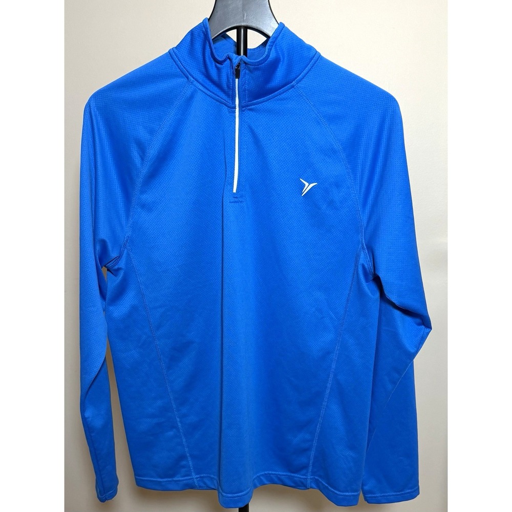 Old Navy Active Men's M Blue 1/4 Zip Mock Neck Long Sleeve Pullover Logo Royal